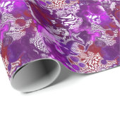 パープルレッド抽象芸術モダンフルードアート誕生日 ラッピングペーパー (ロールコーナー)