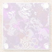 パープルレッド抽象芸術モダン大理石の流体アート ガラスコースター (裏面)