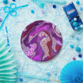 パープルレッド抽象芸術モダン大理石の流体アート ペーパープレート (パーティー)