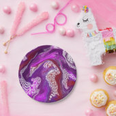 パープルレッド抽象芸術モダン大理石の流体アート ペーパープレート (パーティー)