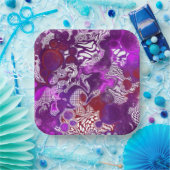 パープルレッド抽象芸術モダン大理石の流体アート ペーパープレート (パーティー)