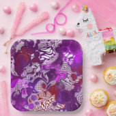 パープルレッド抽象芸術モダン大理石の流体アート ペーパープレート (パーティー)