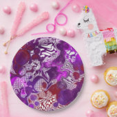 パープルレッド抽象芸術モダン大理石の流体アート ペーパープレート (パーティー)