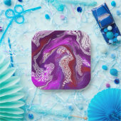 パープルレッド抽象芸術モダン大理石の流体アート ペーパープレート (パーティー)