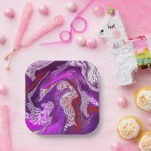 パープルレッド抽象芸術モダン大理石の流体アート ペーパープレート (パーティー)