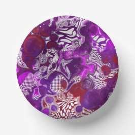 パープルレッド抽象芸術モダン大理石の流体アート ペーパーボウル