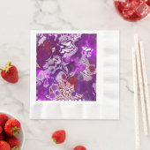 パープルレッド抽象芸術モダン大理石の流体アート 縁ありランチョンナプキン (インサイチュ)