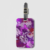 パープルレッド抽象芸術モダン流体アートマーブル ラゲッジタグ (正面縦)