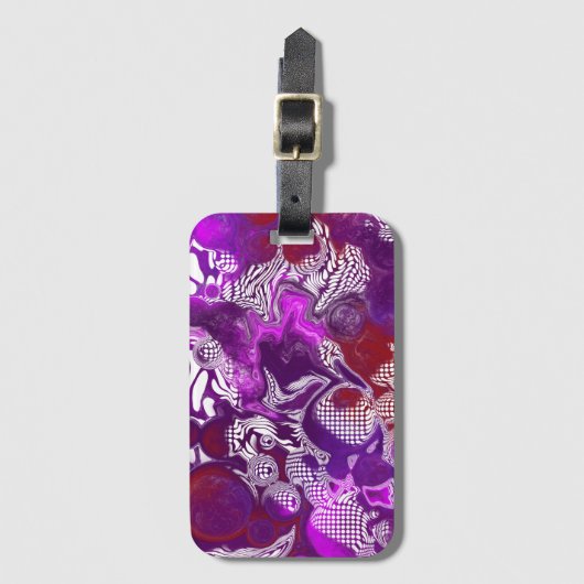 パープルレッド抽象芸術モダン流体アートマーブル ラゲッジタグ (正面縦)