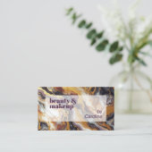 パープルレッド白黒金ゴールド大理石アートパターン 名刺 (スタンド正面)