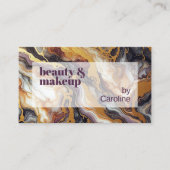 パープルレッド白黒金ゴールド大理石アートパターン 名刺 (正面)