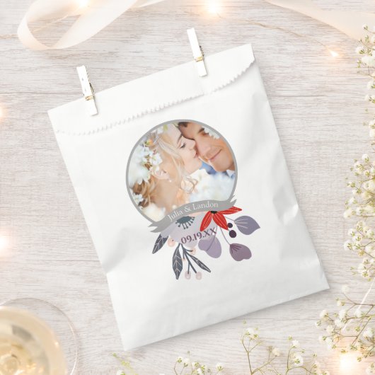 パープルレッド赤面ピンクフローラリース結婚ズ フェイバーバッグ (クリップ留めされた状態)