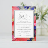 パープルレッド金ゴールドゲ結婚ード 出欠カード (スタンド正面)