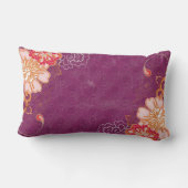 パープルレッド&ピンクフローラ腰枕 ランバークッション (裏面)
