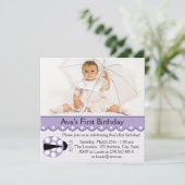 パープルレディバグ誕生日パーティー 招待状 (スタンド正面)