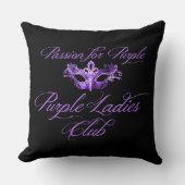 パープルレディースクラブパープルブラック枕への情熱 クッション (正面)