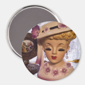 パープルレディーヘッド花瓶花の香水ボトル マグネット (正面/裏面)