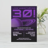 パープルレトロウェーブ30th誕生日パーティの招待状 招待状 (スタンド正面)