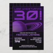 パープルレトロウェーブ30th誕生日パーティの招待状 招待状 (正面/裏面)
