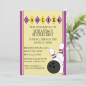 パープルレトロカスタムボーリング誕生会 招待状 (スタンド正面)