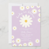 パープルレトログルービーラベンダーベビーイン開花シャワー 招待状 (正面)