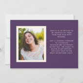 パープルレトロシンプル写真卒業 案内状 (裏面)