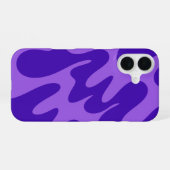 パープルレトロスタイルの波形スマホケース iPhone 16ケース (裏面横)