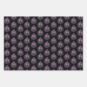 パープルレトロスタイルクリスマスアートラッピング紙 ラッピングペーパーシート (正面3)