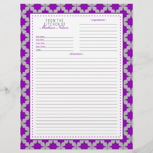 パープルレトロスターレシピページ (正面)