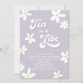 パープルレトロダイシーテンはバイブの誕生日 招待状 (正面)