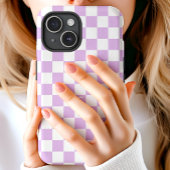 パープルレトロチェック柄モノグラム Case-Mate iPhoneケース