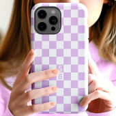 パープルレトロチェック柄モノグラム Case-Mate iPhoneケース