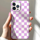 パープルレトロチェック柄モノグラム Case-Mate iPhoneケース