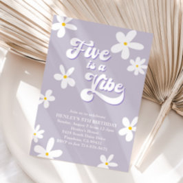 パープルレトロデイジー5はVibe誕生日 招待状