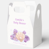 パープルレトロパールシーシェルベビーシャワー フェイバーボックス (見開き)