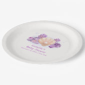 パープルレトロパールシーシェルベビーシャワー ペーパープレート (アングル)
