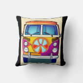 パープルレトロヒッパイファンヴィンテージカラーズアート クッション (裏面)