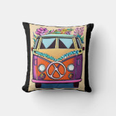 パープルレトロヒッパイファンヴィンテージカラーズアート クッション (正面)