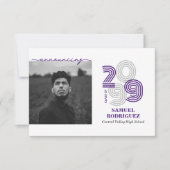 パープルレトロビッグナンバークラス写真 招待状 (正面)