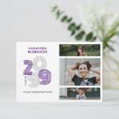 パープルレトロビッグナンバーズ3 – 写真の卒業 招待状 (スタンド正面)