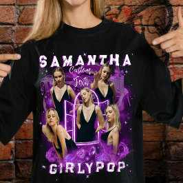 パープルレトロブートレグロップストリートウェアTシャツカスタム Tシャツ