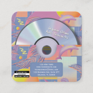 パープルレトロベイパーウェーブミュージックプロデューサーCD DJ スクエア名刺