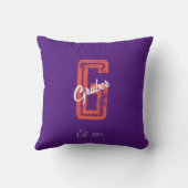 パープルレトロミニマルモダンリストモノグラム名 クッション (裏面)