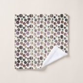 パープルレトロモダン水玉模様 バスタオルセット (ウォッシュタオル)