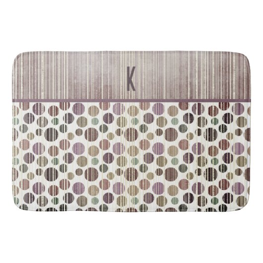 パープルレトロモダン水玉模様 バスマット (正面)