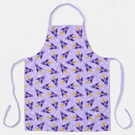 パープルレトロロケットパターンエプロン エプロン