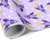 パープルレトロロケットラッピング紙 ラッピングペーパー (ロールコーナー)