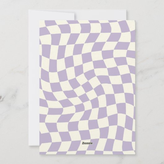 パープルレトロ市松模様にGroovy Happy Holidays写真 シーズンカード (裏面)