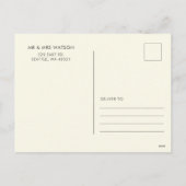 パープルレトロ市松模様にGroovy Happy Holidays写真 シーズンポストカード (裏面)