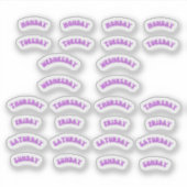 パープルレトロ平日のジャーナルステッカーパック シール (正面)